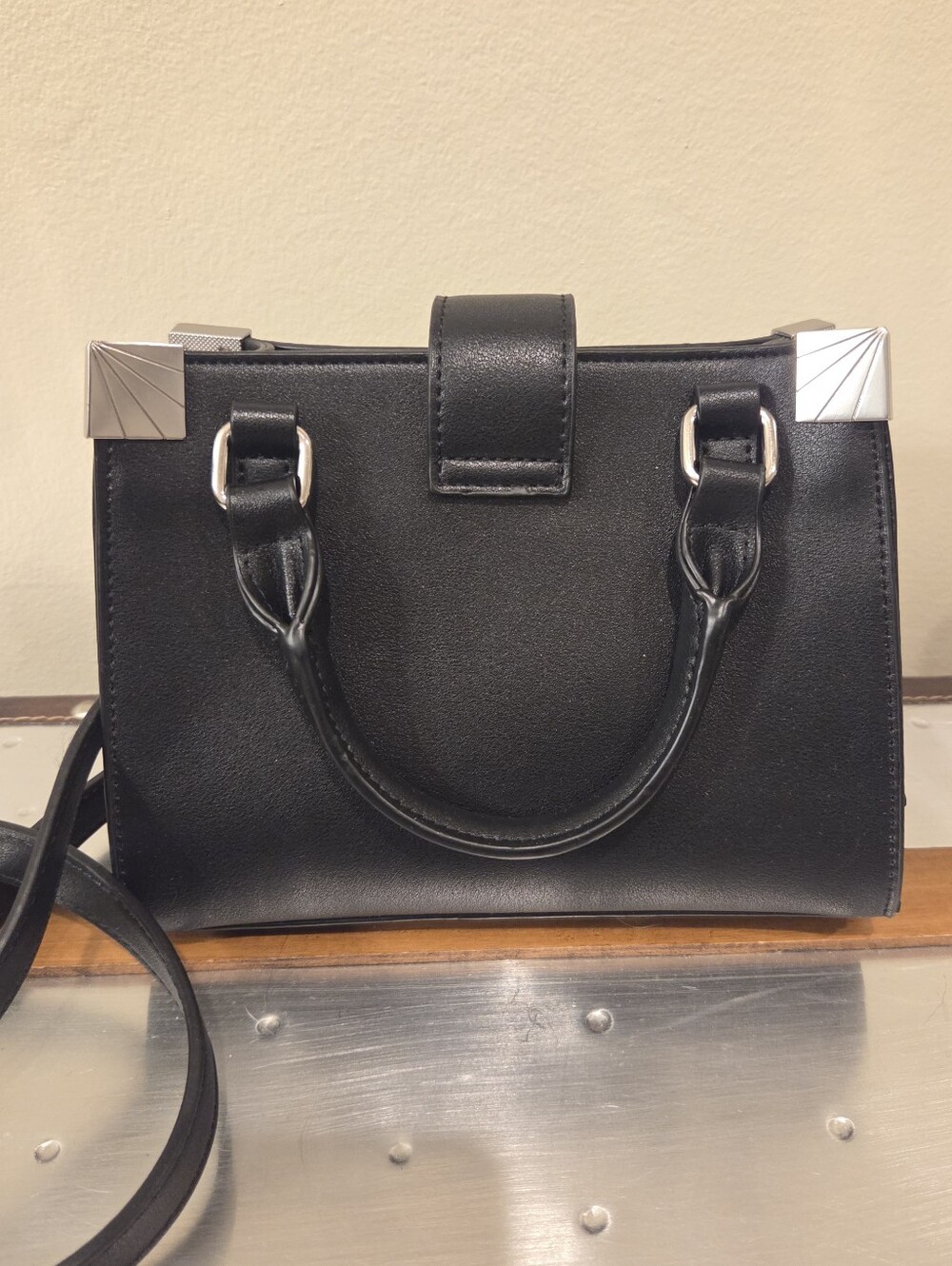 Little Rooms Spaceship UFO Mini Handbag Crossbody Bag Black w/Silver Hardware - Picture 4 of 7